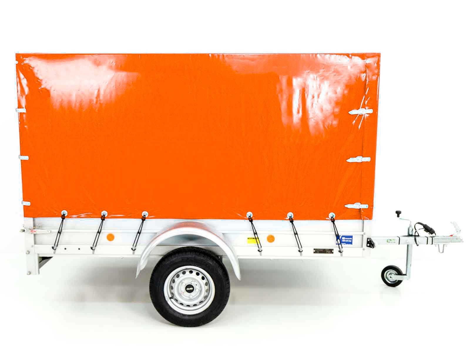 Anhänger mit Plane 125x250cm 750kg | Typ U4 | Hochplane 140 cm Profi | Orange-Neu – Bild 5