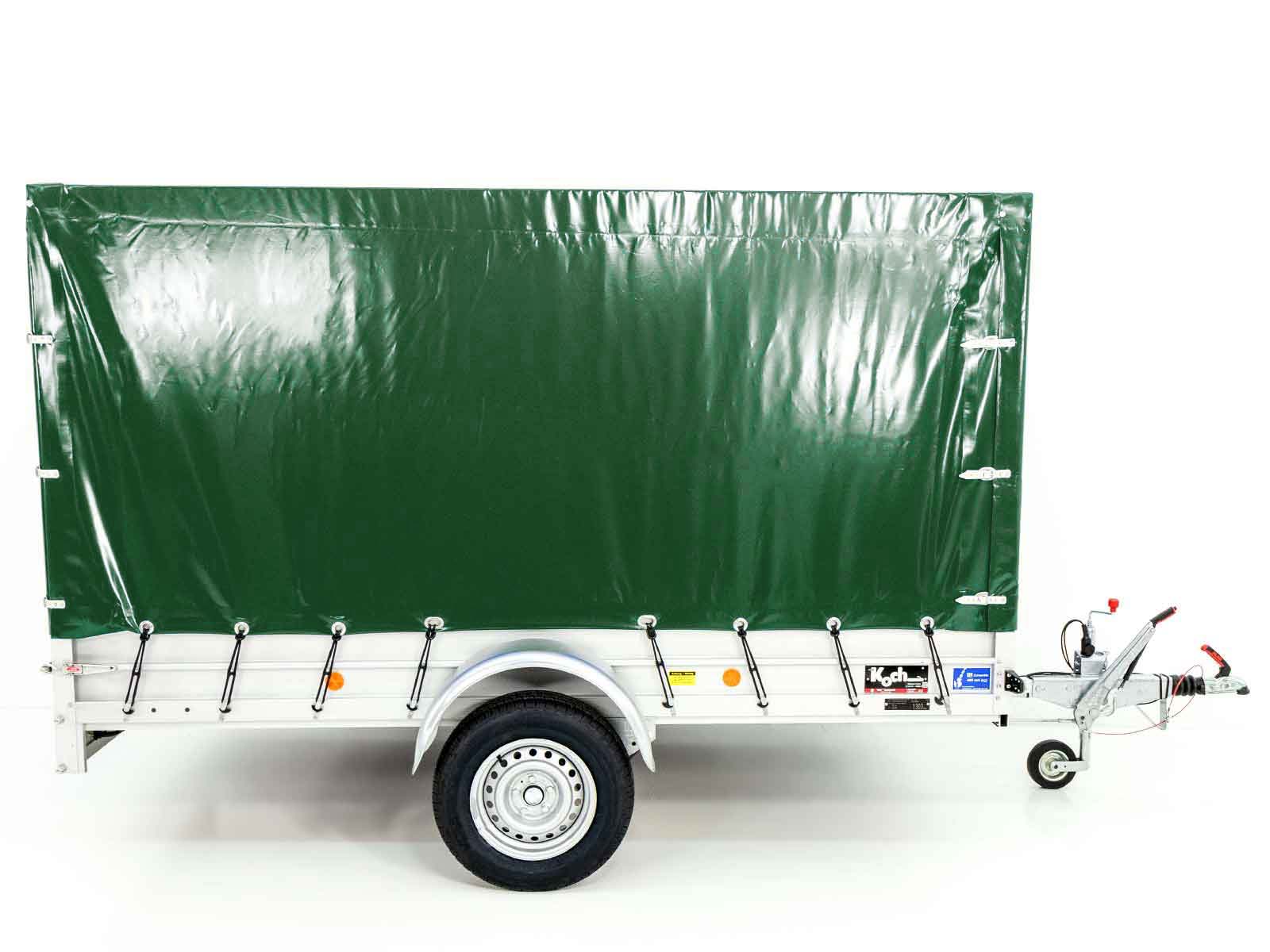 Anhänger mit Plane 150x300cm 1300kg | Typ 7.13 | Hochplane 160cm – Grün-Neu – Bild 4