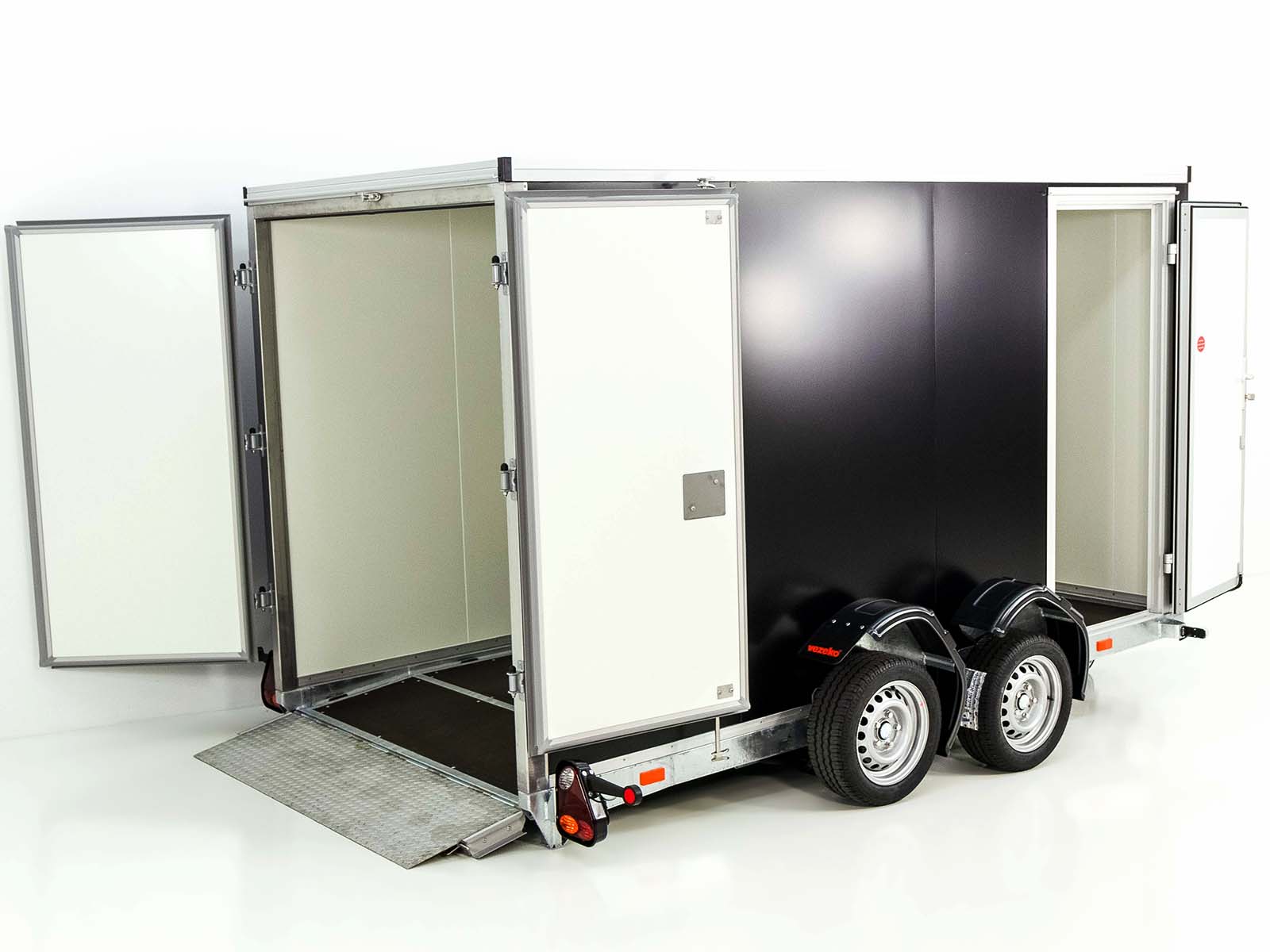 Vezeko Koffer-Absenkanhänger 157x344cm Höhe: 190cm 2,7t | Tür | Schwarz-Neu – Bild 5